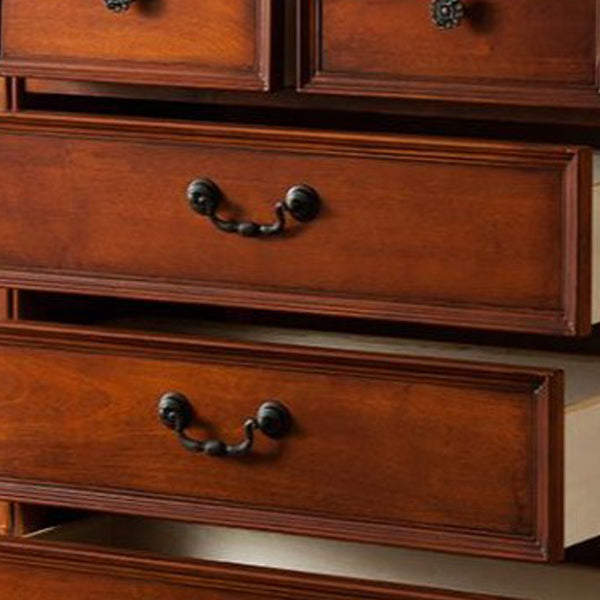 Traditional Rubber Wood Storage Chest Bedroom Chest with Drawers