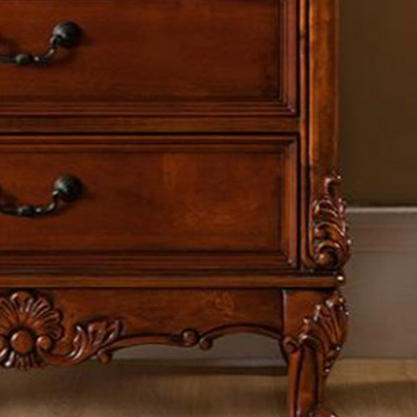 Traditional Rubber Wood Storage Chest Bedroom Chest with Drawers
