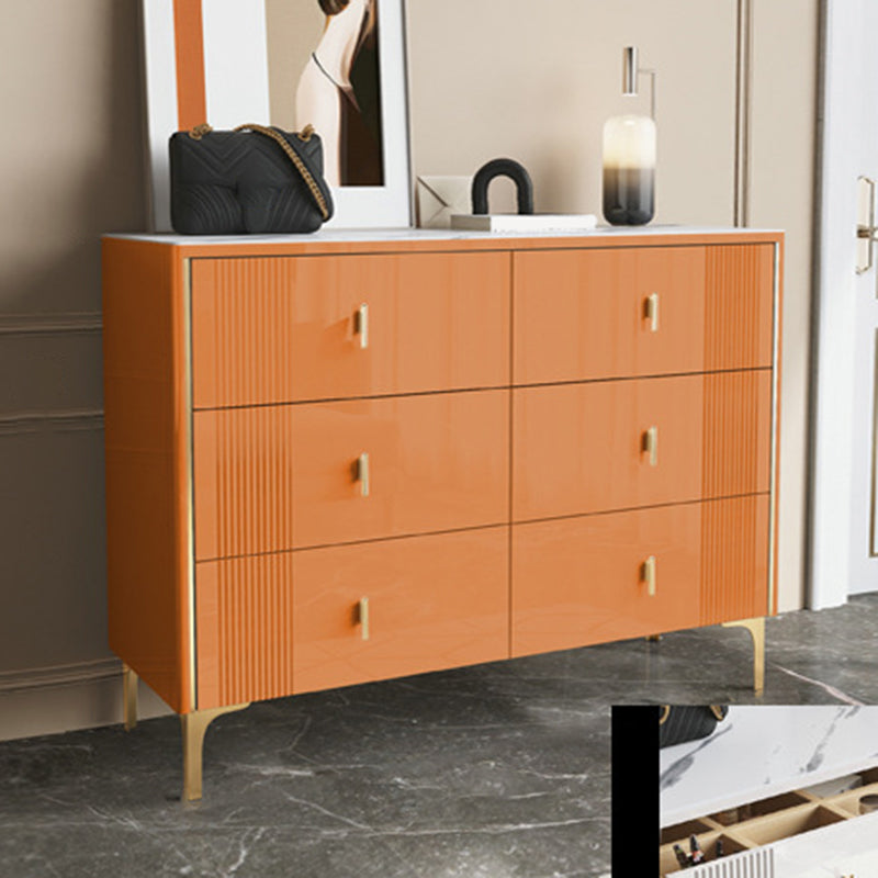 16" W Horizontal Double Dresser Bedroom Slate Top Storage Chest with Drawers