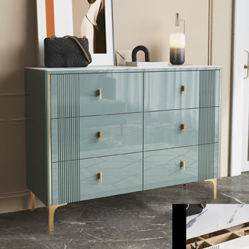 16" W Horizontal Double Dresser Bedroom Slate Top Storage Chest with Drawers