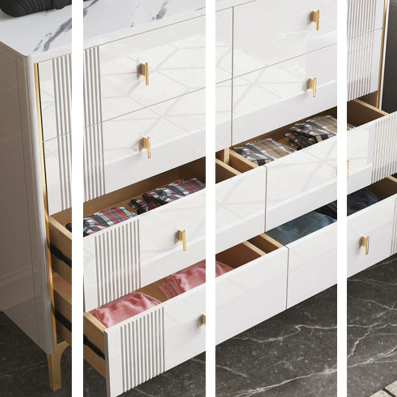 16" W Horizontal Double Dresser Bedroom Slate Top Storage Chest with Drawers