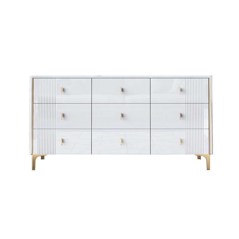 16" W Horizontal Double Dresser Bedroom Slate Top Storage Chest with Drawers