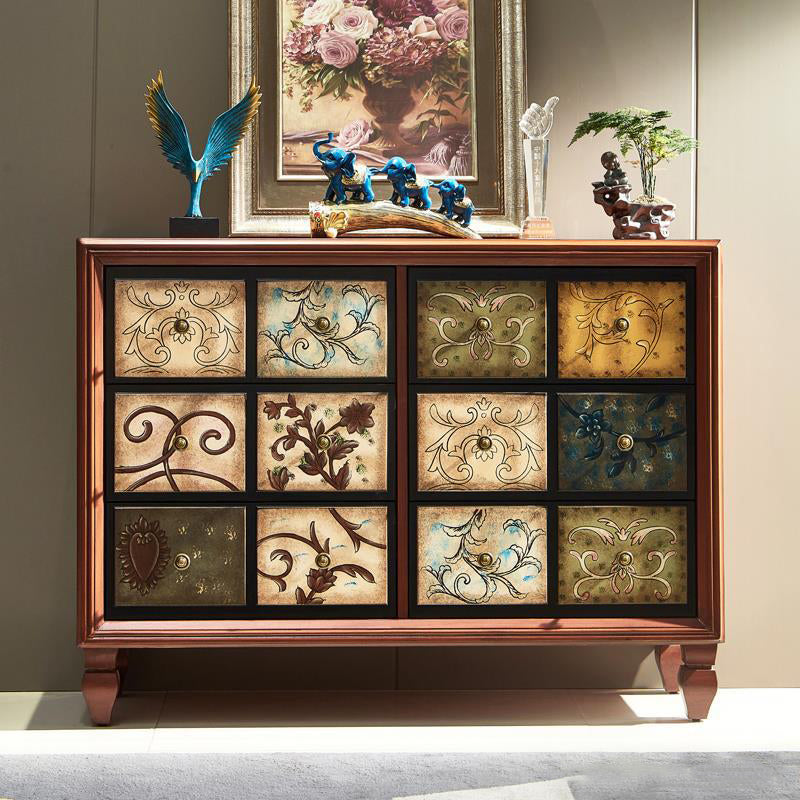 Traditional Bedroom Wooden Storage Chest Horizontal Chest with Drawers
