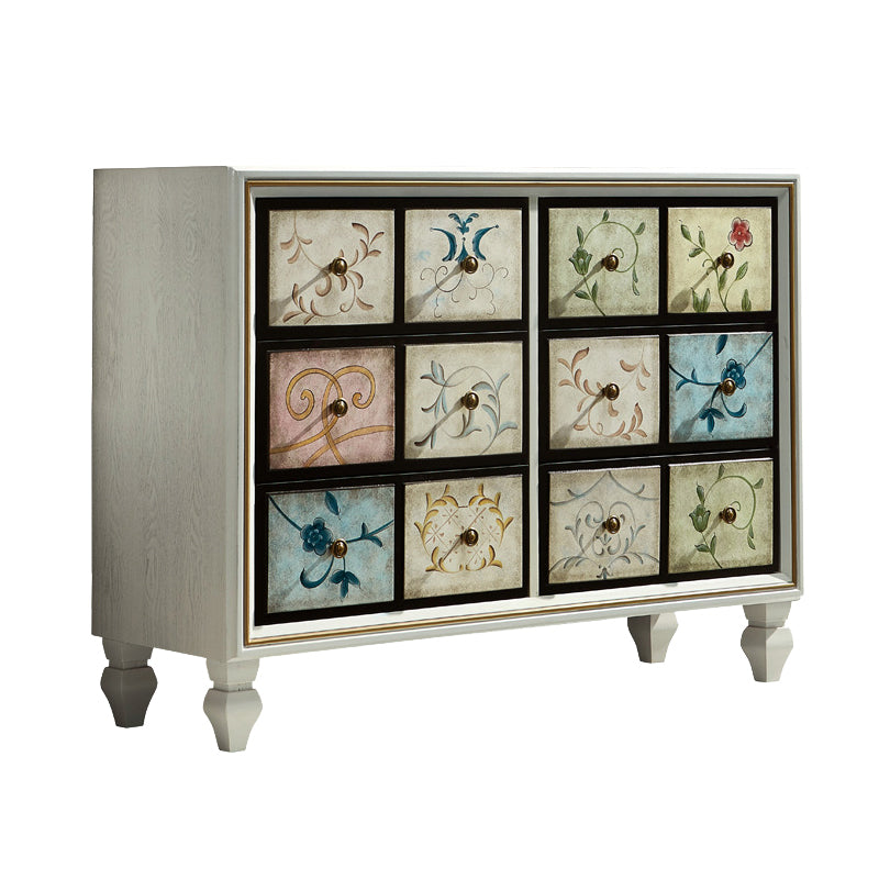 Traditional Bedroom Wooden Storage Chest Horizontal Chest with Drawers