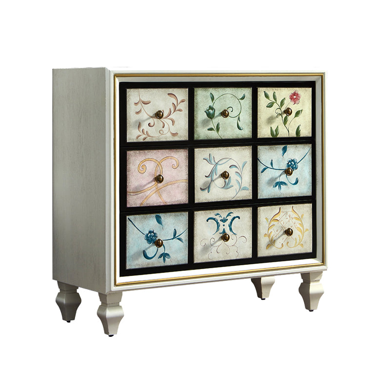 Traditional Bedroom Wooden Storage Chest Horizontal Chest with Drawers