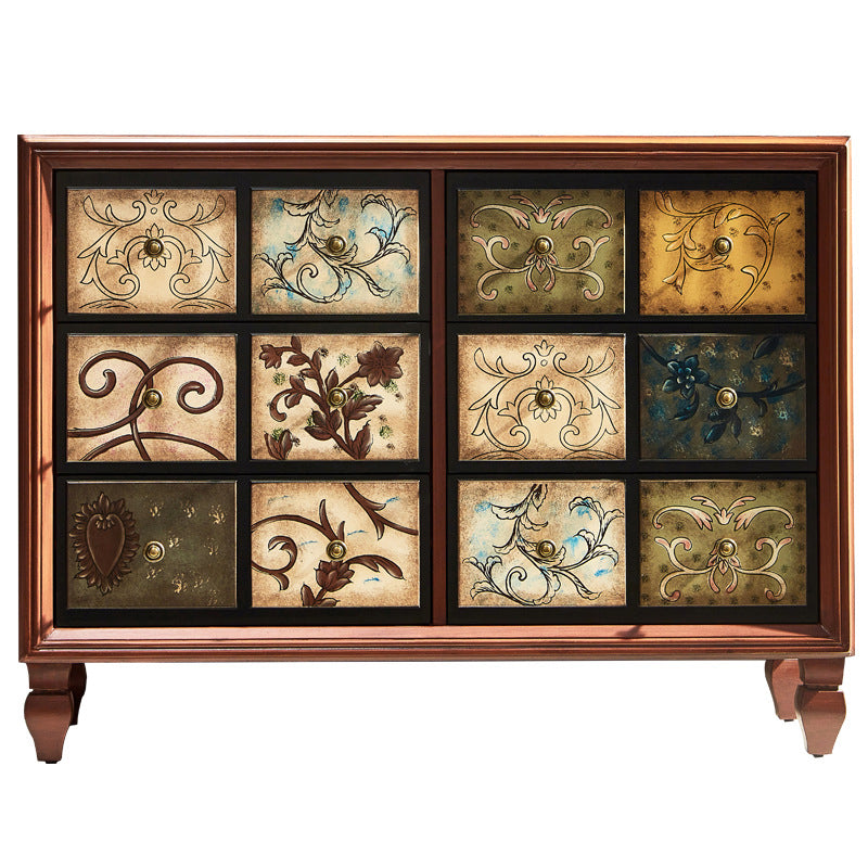 Traditional Bedroom Wooden Storage Chest Horizontal Chest with Drawers