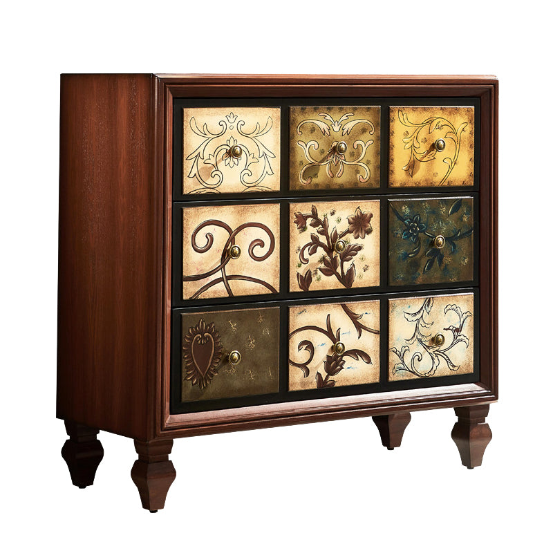 Traditional Bedroom Wooden Storage Chest Horizontal Chest with Drawers