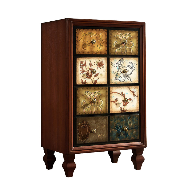 Traditional Bedroom Wooden Storage Chest Horizontal Chest with Drawers