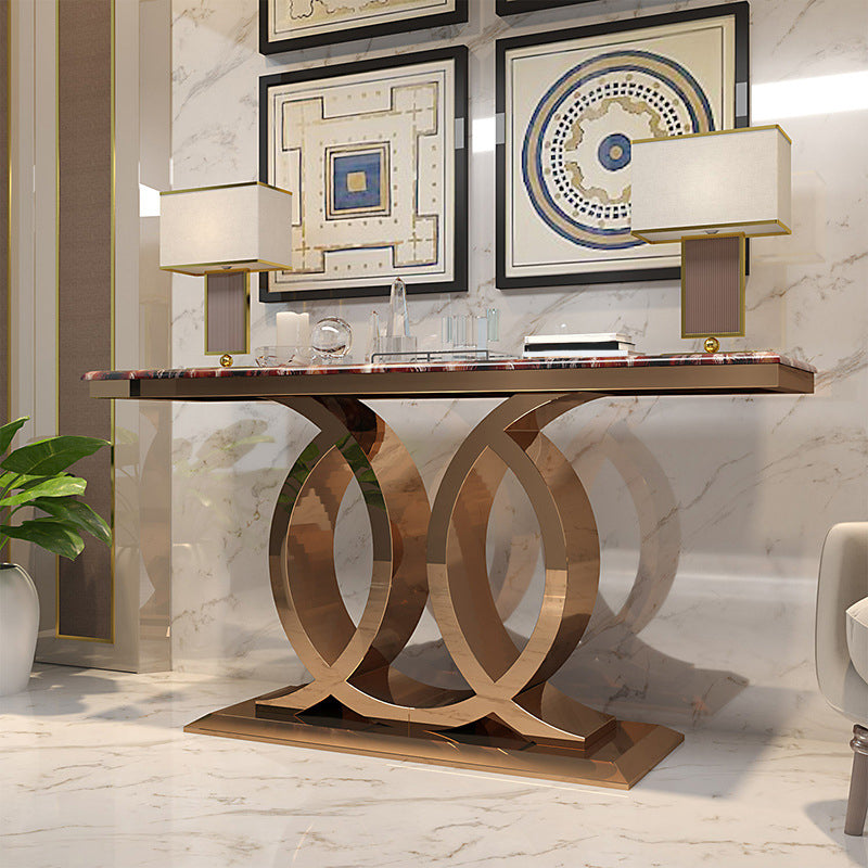 Glam Marble Console Table Rectangle 16" W Accent Table for Hall
