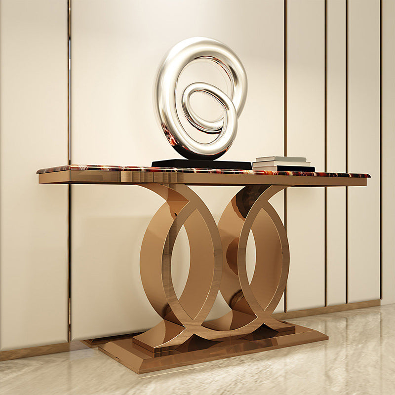 Glam Marble Console Table Rectangle 16" W Accent Table for Hall