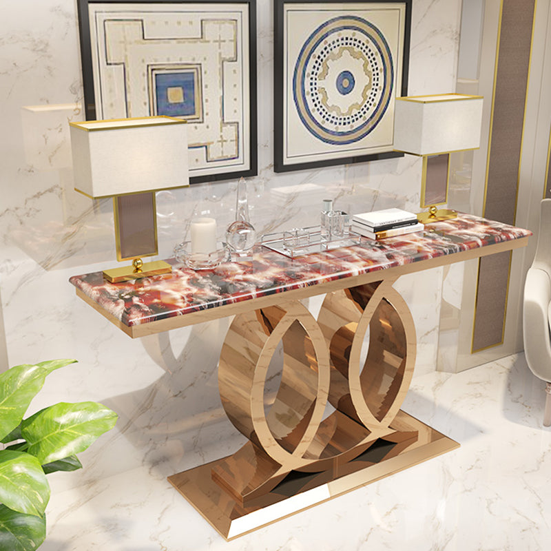 Glam Marble Console Table Rectangle 16" W Accent Table for Hall