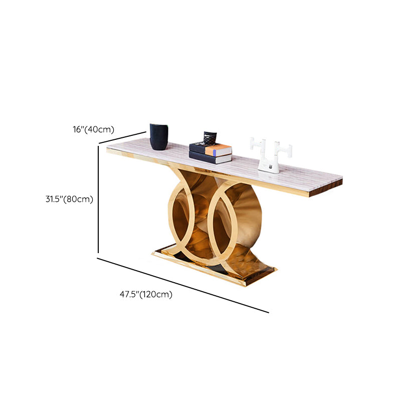 Glam Marble Console Table Rectangle 16" W Accent Table for Hall