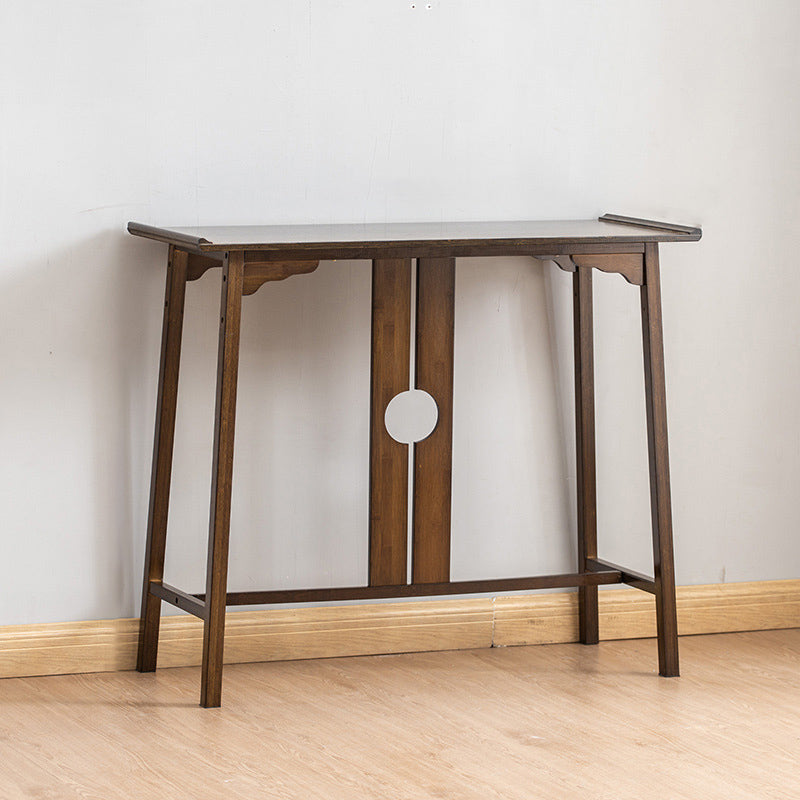 Mid-Century Modern Console Table Dark Brown Solid Wood Rectangle Console Table
