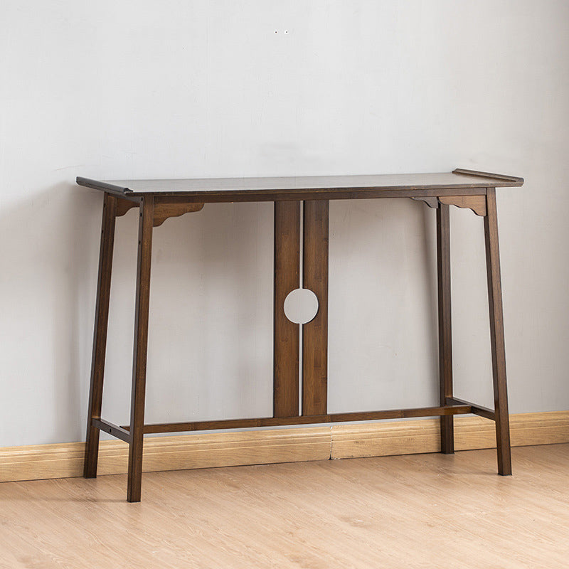 Mid-Century Modern Console Table Dark Brown Solid Wood Rectangle Console Table