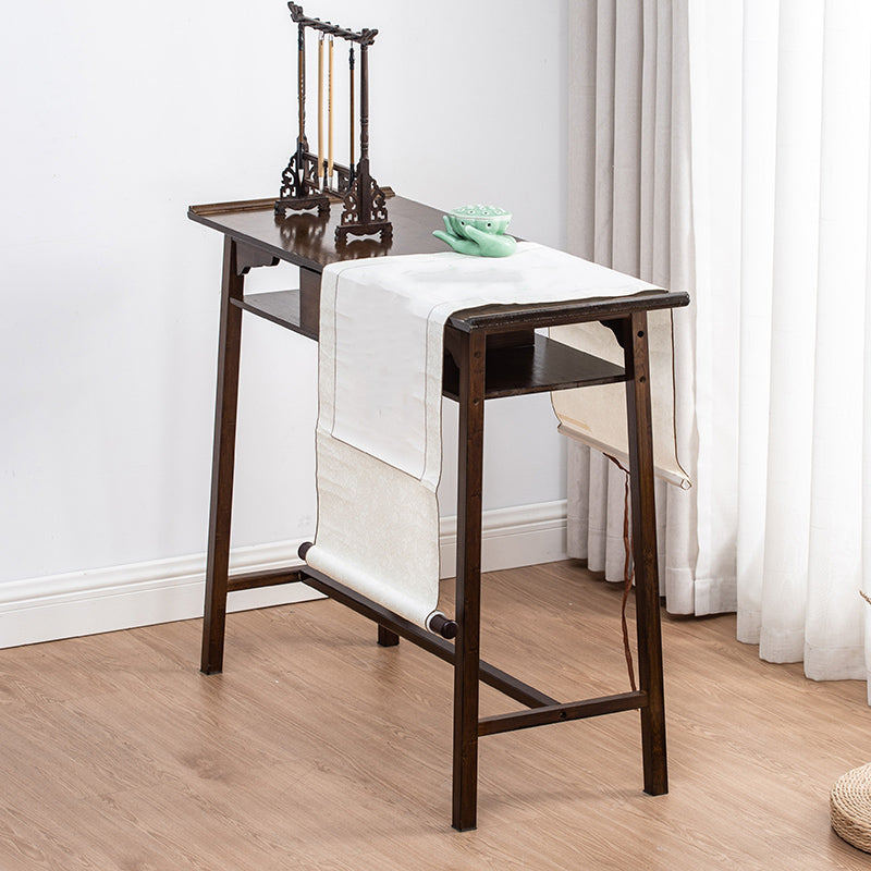 Mid-Century Modern Console Table Dark Brown Solid Wood Rectangle Console Table