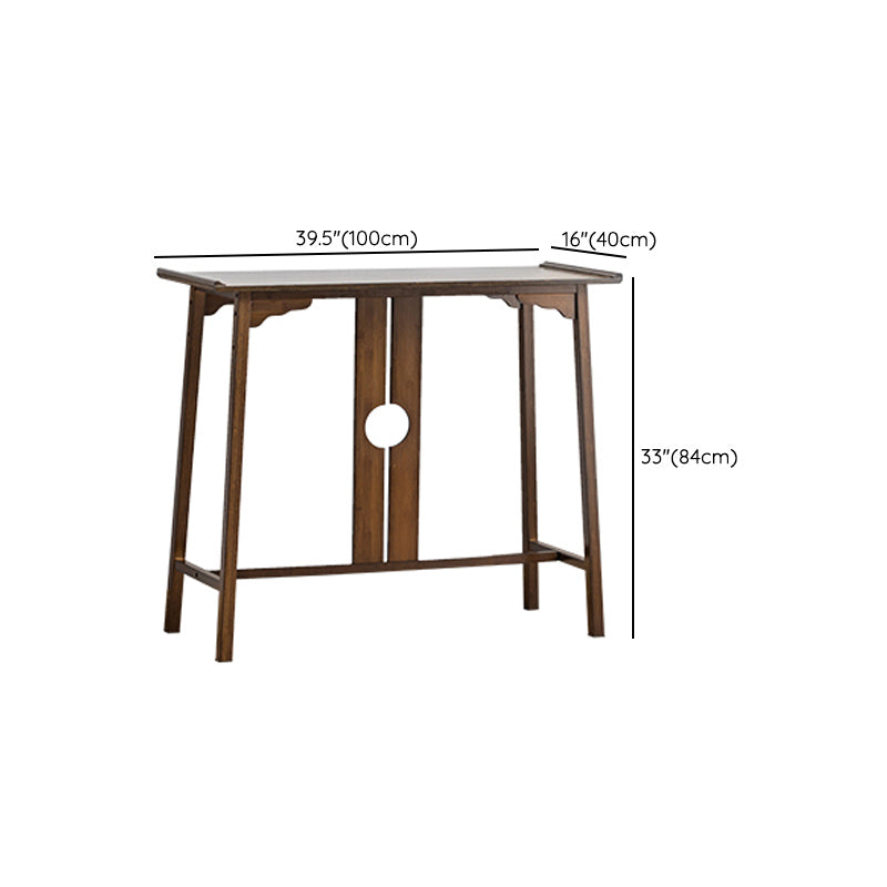 Mid-Century Modern Console Table Dark Brown Solid Wood Rectangle Console Table