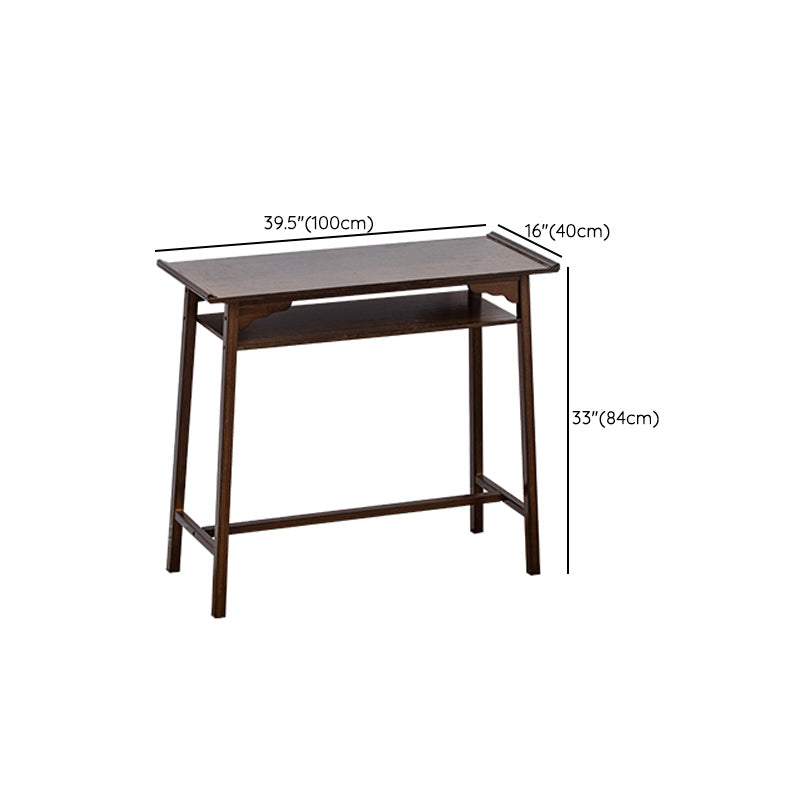 Mid-Century Modern Console Table Dark Brown Solid Wood Rectangle Console Table