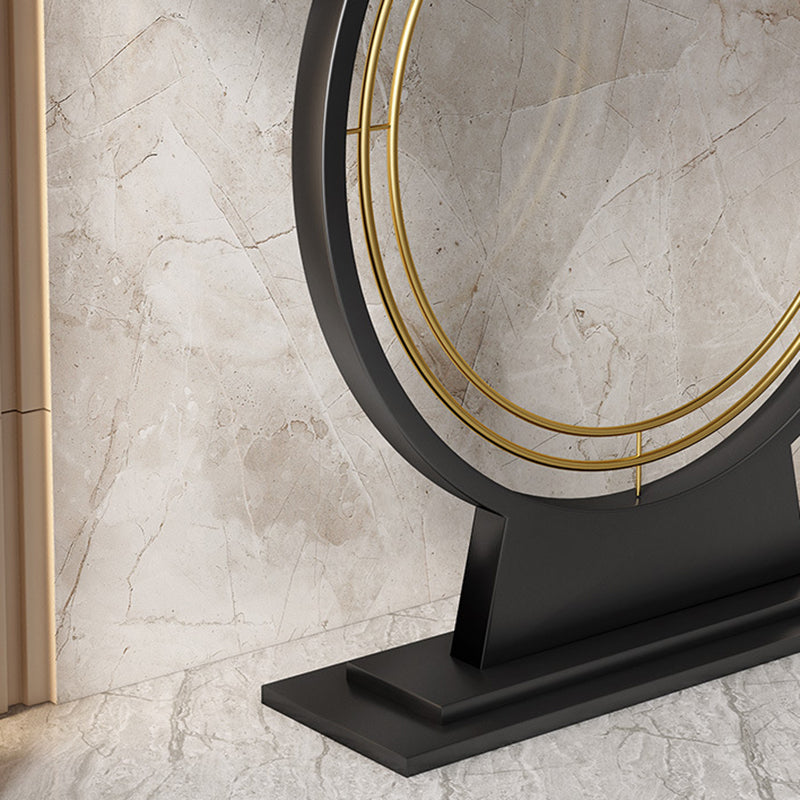 Glam Stone Console Table Half Moon Stain Resistant Accent Table for Hall