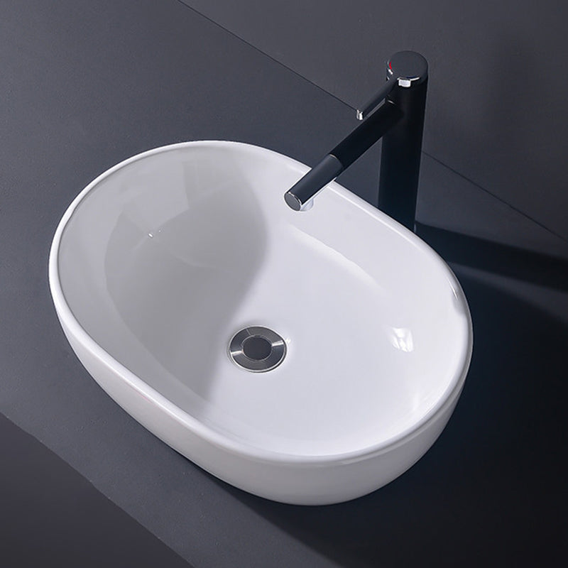 Modern Vessel Bathroom Sink Rectangular Porcelain Basin Sink (Not Include Faucet)