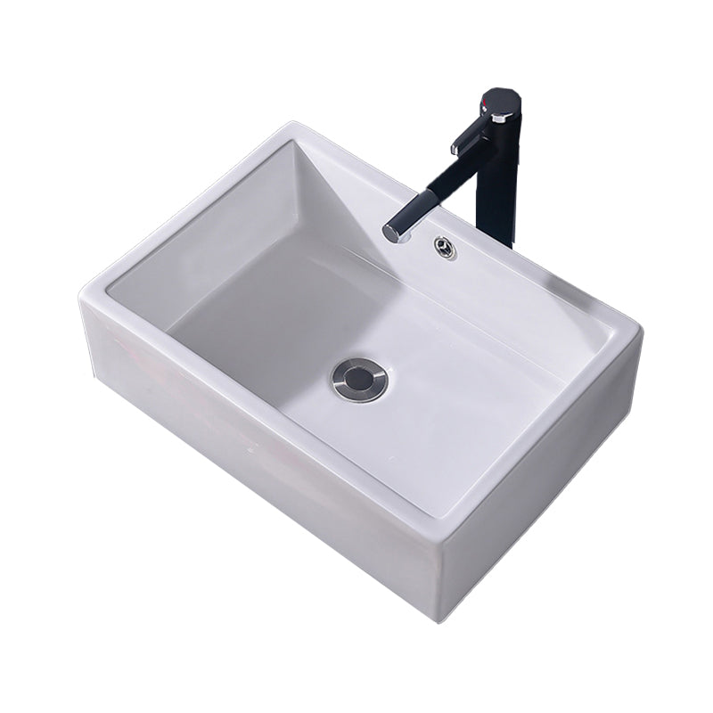 Modern Vessel Bathroom Sink Rectangular Porcelain Basin Sink (Not Include Faucet)