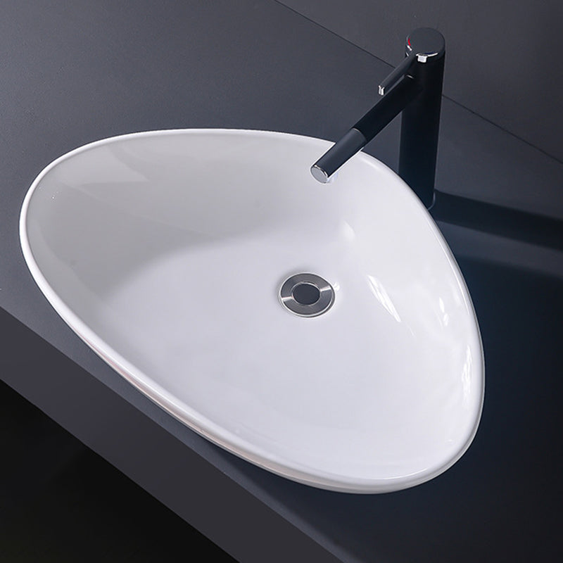 Modern Vessel Bathroom Sink Rectangular Porcelain Basin Sink (Not Include Faucet)