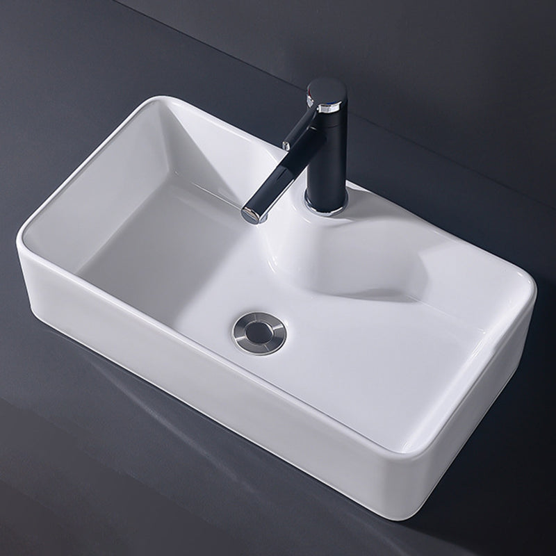 Modern Vessel Bathroom Sink Rectangular Porcelain Basin Sink (Not Include Faucet)