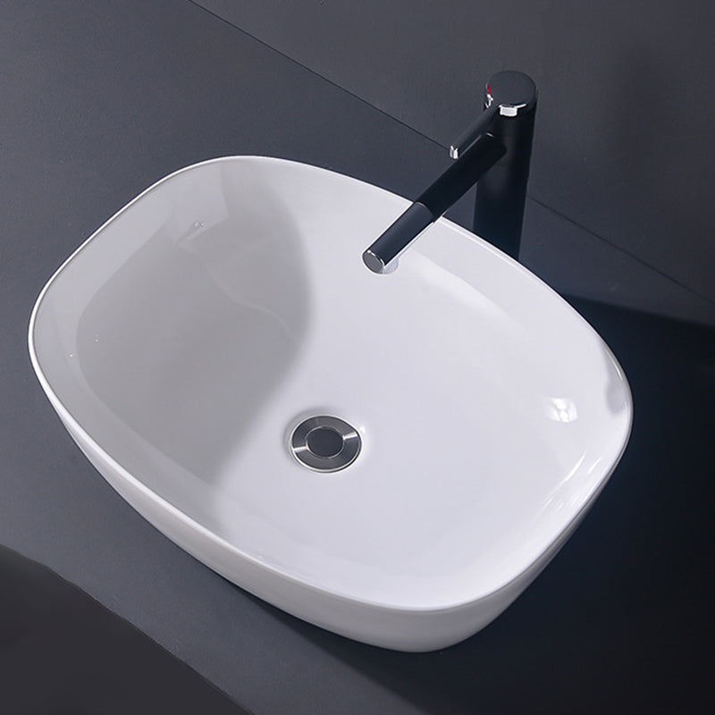 Modern Vessel Bathroom Sink Rectangular Porcelain Basin Sink (Not Include Faucet)