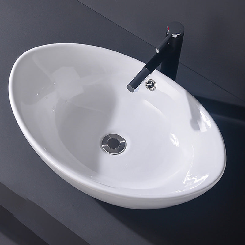 Modern Vessel Bathroom Sink Rectangular Porcelain Basin Sink (Not Include Faucet)
