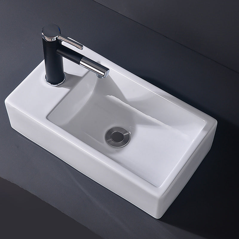 Modern Vessel Bathroom Sink Rectangular Porcelain Basin Sink (Not Include Faucet)