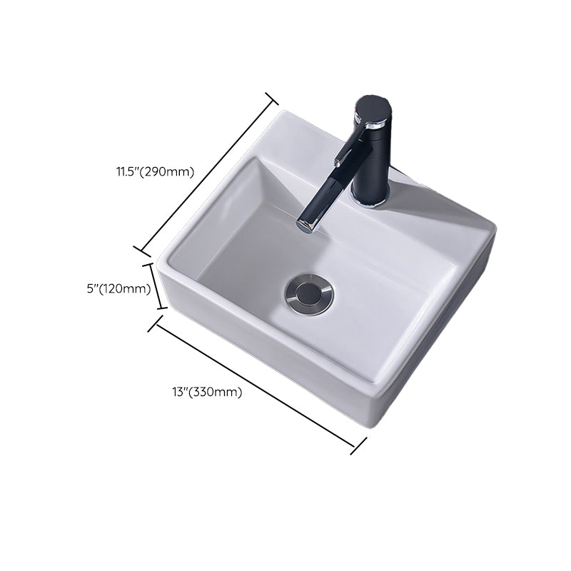 Modern Vessel Bathroom Sink Rectangular Porcelain Basin Sink (Not Include Faucet)