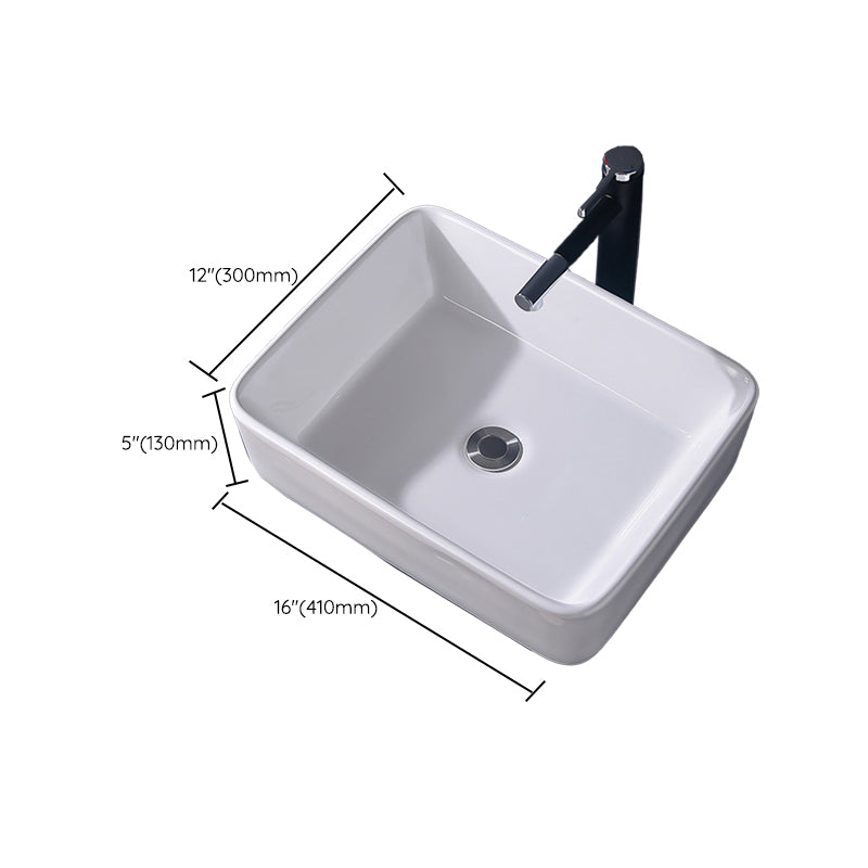 Modern Vessel Bathroom Sink Rectangular Porcelain Basin Sink (Not Include Faucet)