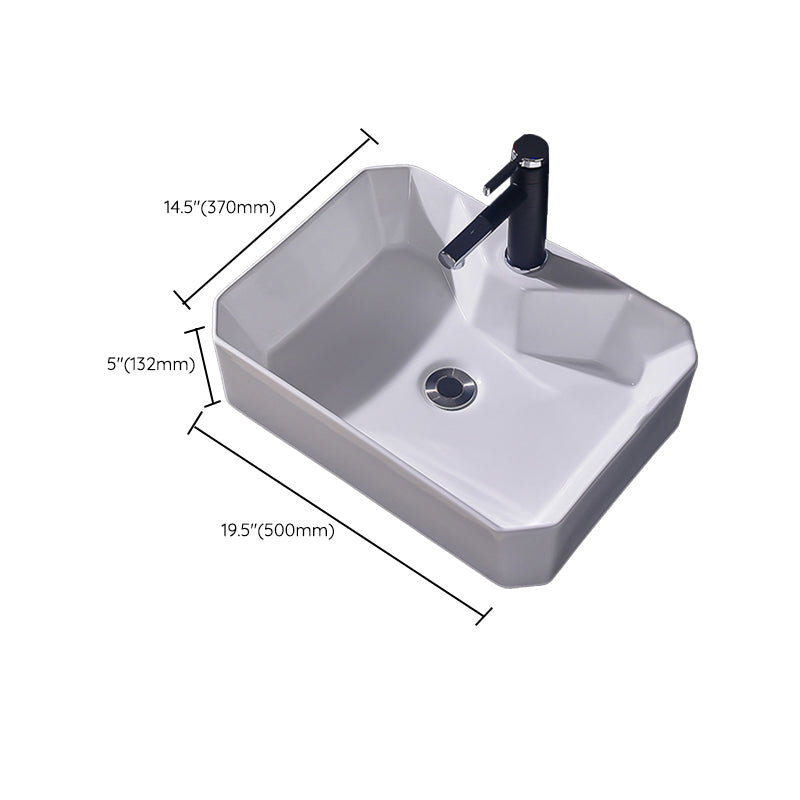 Modern Vessel Bathroom Sink Rectangular Porcelain Basin Sink (Not Include Faucet)