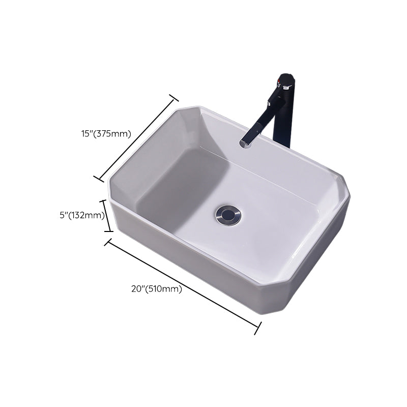 Modern Vessel Bathroom Sink Rectangular Porcelain Basin Sink (Not Include Faucet)