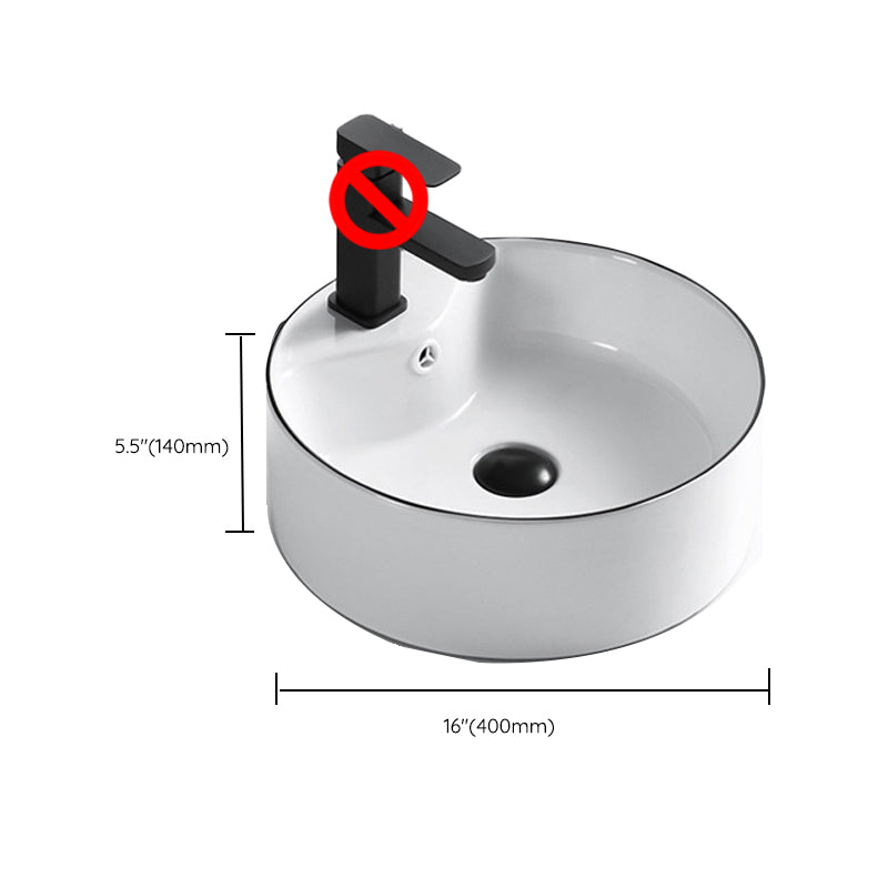 Modern Vessel Bathroom Sink Rectangular Porcelain Drain Assembly and Faucet Wash Stand