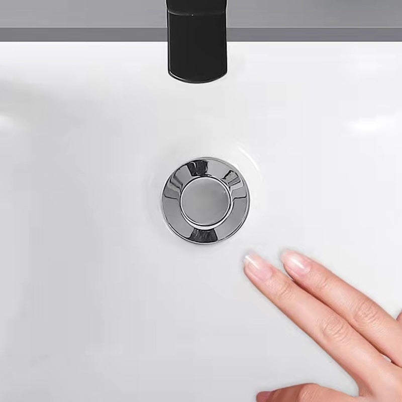 Modern Undermount Bathroom Sink Oval Shape Porcelain with Pop-Up Drain Basin Sink