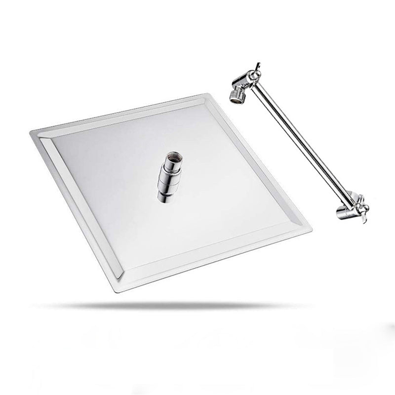 Stainless Steel Fixed Shower Head Rain Fall Wall-Mount Showerhead with Extension Arm