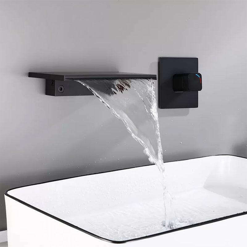 Wall Mounted Metal Waterfall Tub Filler Low Arc Bathroom Faucet
