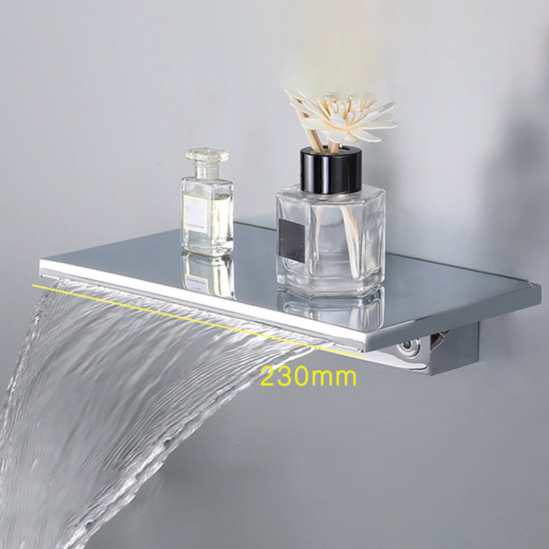 Wall Mounted Metal Waterfall Tub Filler Low Arc Bathroom Faucet