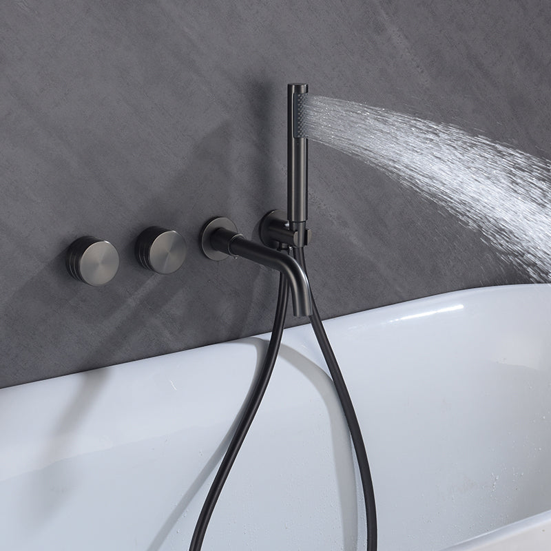 Modern Wall Mounted Metal Tub Filler Trim Low Arc Bathroom Faucet