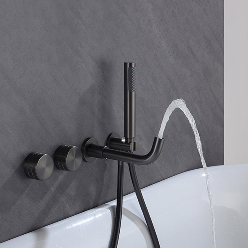 Modern Wall Mounted Metal Tub Filler Trim Low Arc Bathroom Faucet