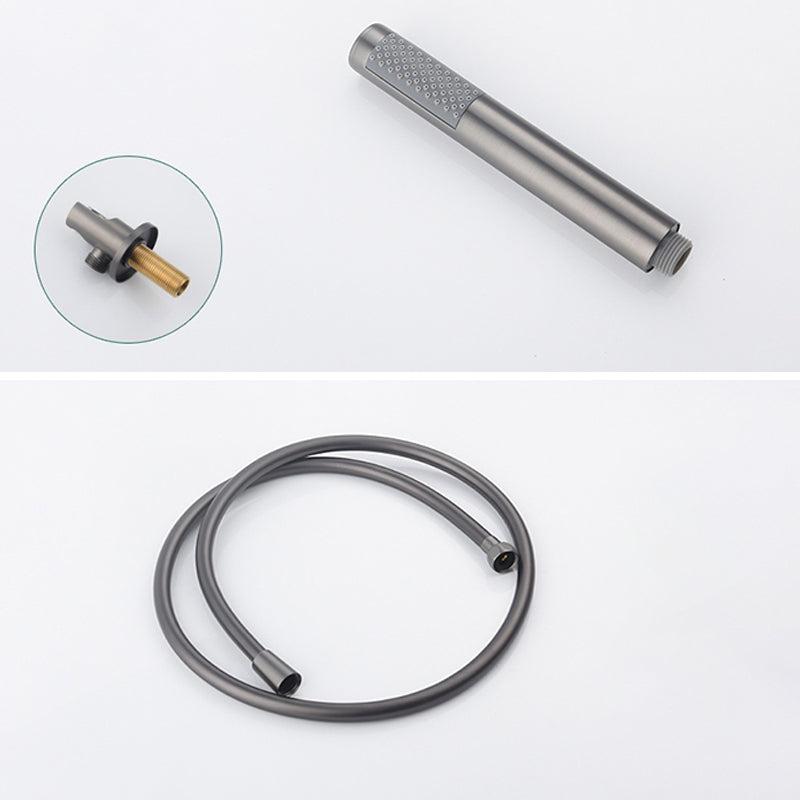 Modern Wall Mounted Metal Tub Filler Trim Low Arc Bathroom Faucet