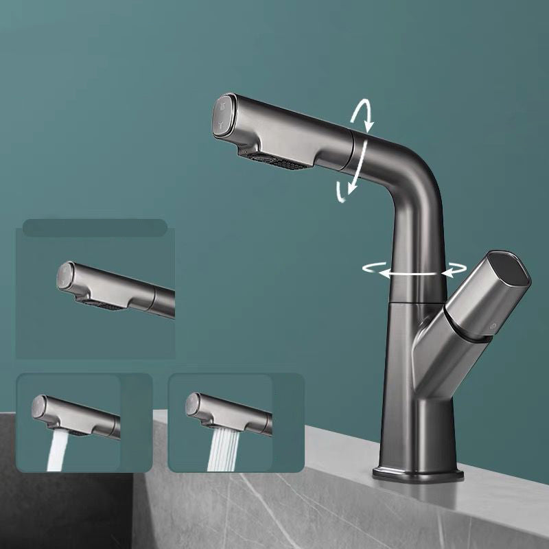 Modern Vessel Faucet Brass Lever Handles Swivel Spout Bathroom Sink Faucet