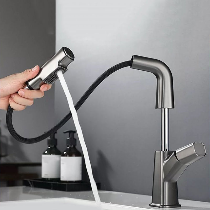 Modern Vessel Faucet Brass Lever Handles Swivel Spout Bathroom Sink Faucet