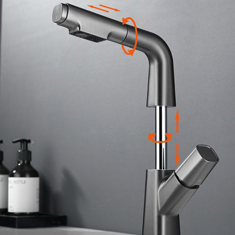 Modern Vessel Faucet Brass Lever Handles Swivel Spout Bathroom Sink Faucet