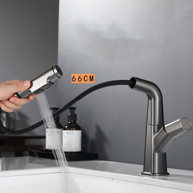 Modern Vessel Faucet Brass Lever Handles Swivel Spout Bathroom Sink Faucet