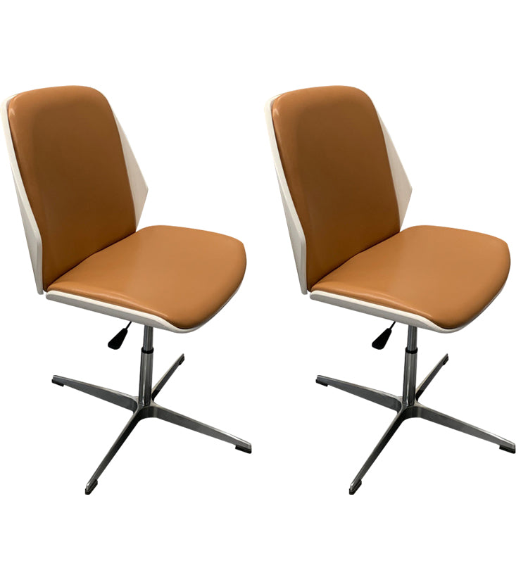 Modern Desk Chair Wood Conference Chair Mid-Back Chair with Wheels