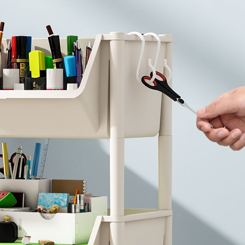 Contemporary Plastic Bookshelf White Standard Shelf Bookcase for Study Room