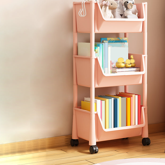 Contemporary Plastic Bookshelf White Standard Shelf Bookcase for Study Room