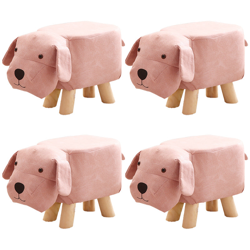 Contemporary Ottoman Faux Leather Solid Wood Frame Upholstered Dog Shape Ottoman