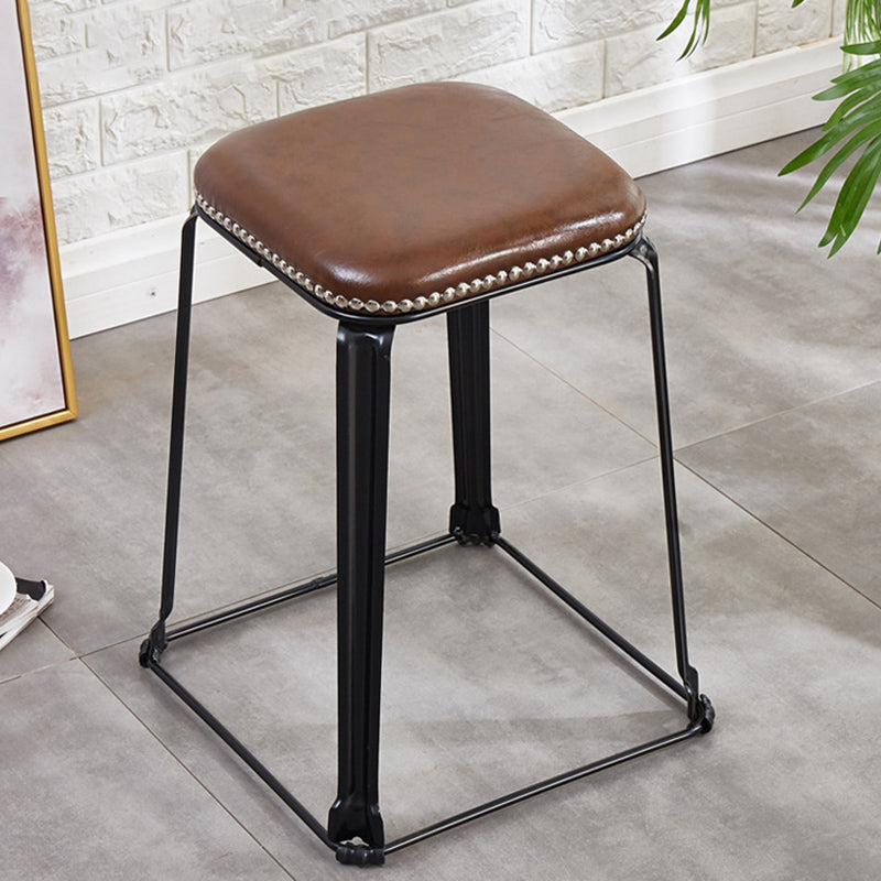 Modern Square Poof Solid Water Resistant Faux Leather Poof with Nailhead Trim